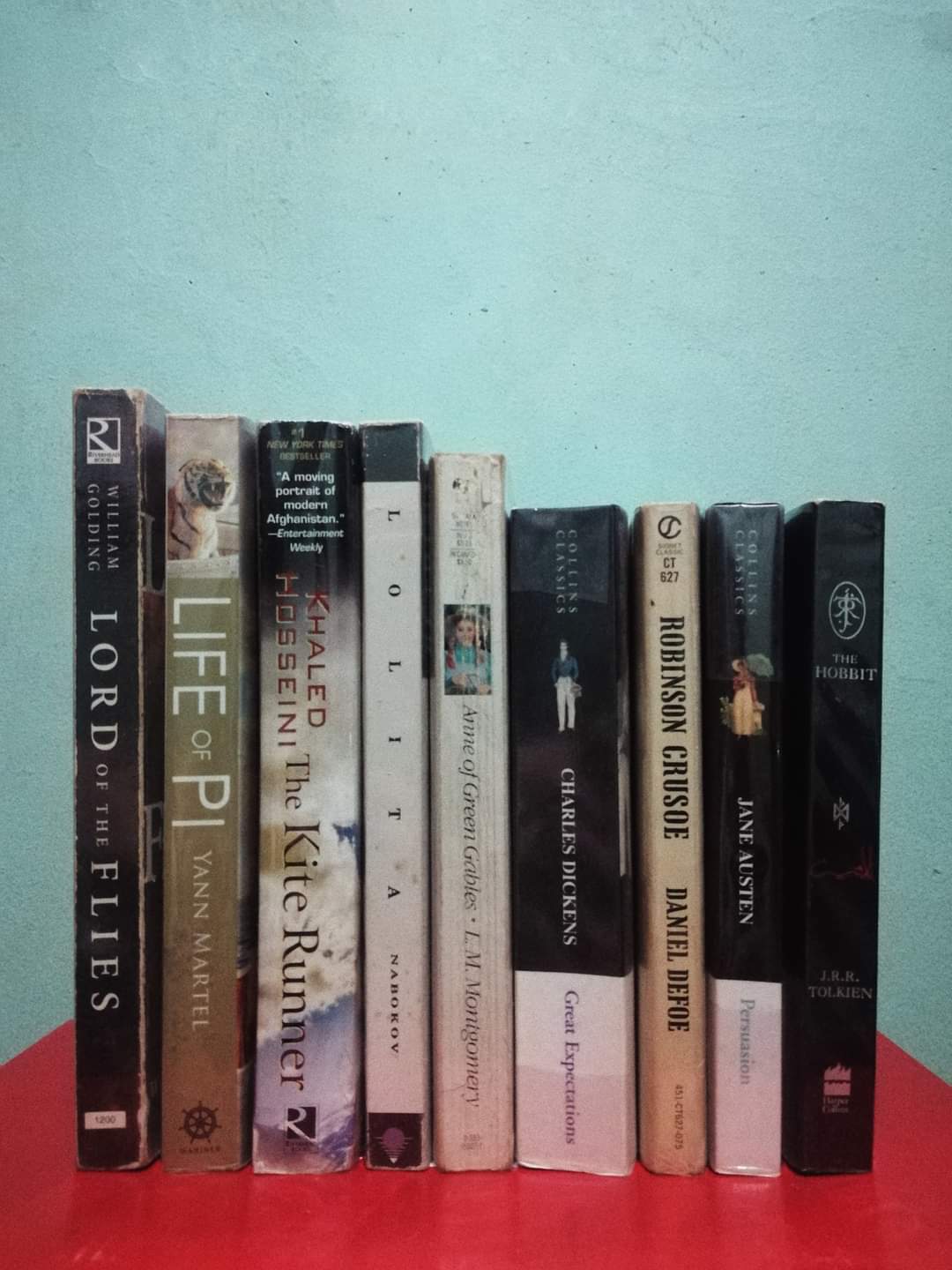 a stack of books that have